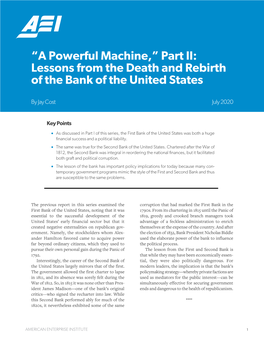 “A Powerful Machine,” Part II: Lessons from the Death and Rebirth of the Bank of the United States