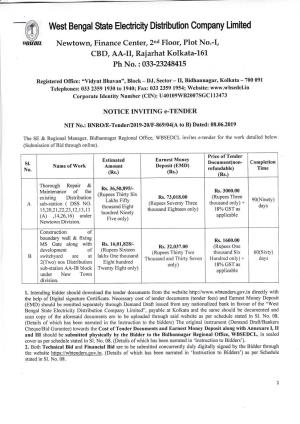 West Bengal State Electricity Distribution Company Limited CBD, AA-II, Rajarhat Kolkat A