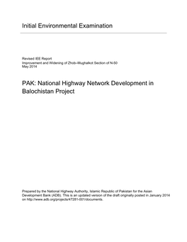 PAK: National Highway Network Development in Balochistan Project