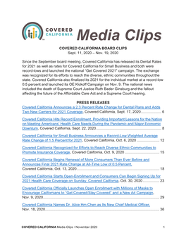 COVERED CALIFORNIA BOARD CLIPS Sept