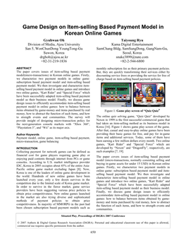 Game Design on Item-Selling Based Payment Model in Korean Online