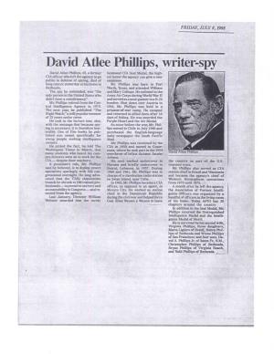 David Atlee Phillips, Writer-Spy David Atlee Phillips