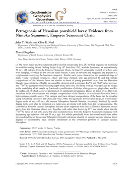 Petrogenesis of Hawaiian Postshield Lavas: Evidence from Nintoku Seamount, Emperor Seamount Chain