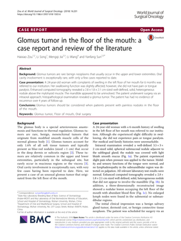 Glomus Tumor in the Floor of the Mouth: a Case Report and Review of the Literature Haixiao Zou1,2, Li Song1, Mengqi Jia2,3, Li Wang4 and Yanfang Sun2,3*