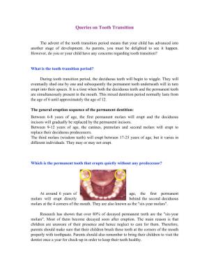 Queries on Tooth Transition (Leaflet) (PDF)