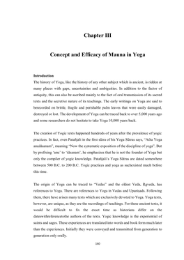 Chapter III Concept and Efficacy of Mauna in Yoga