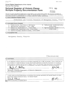 National Register of Historic Places SEP 2 1989 Multiple Property Documentation Form