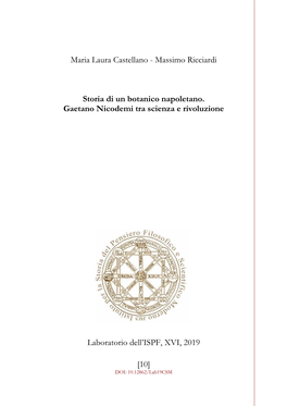 Massimo Ricciardi Storia Di Un Botanico Napoletano. Gaetano