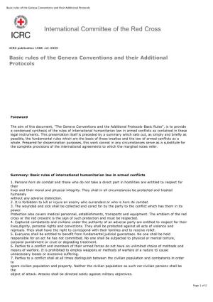 Geneva Conventions and Their Additional Protocols