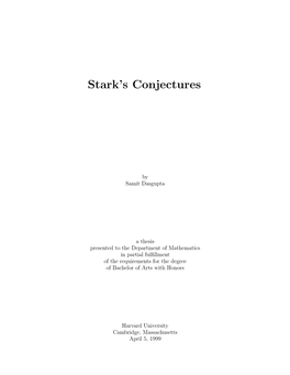 Stark's Conjectures