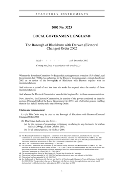 2002 No. 3223 LOCAL GOVERNMENT, ENGLAND The