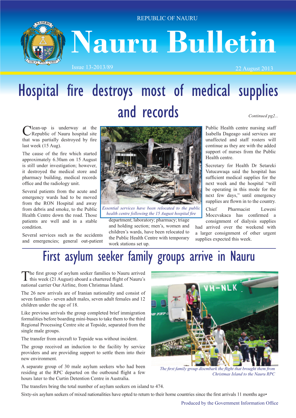 Hospital Fire Destroys Most of Medical Supplies and Records