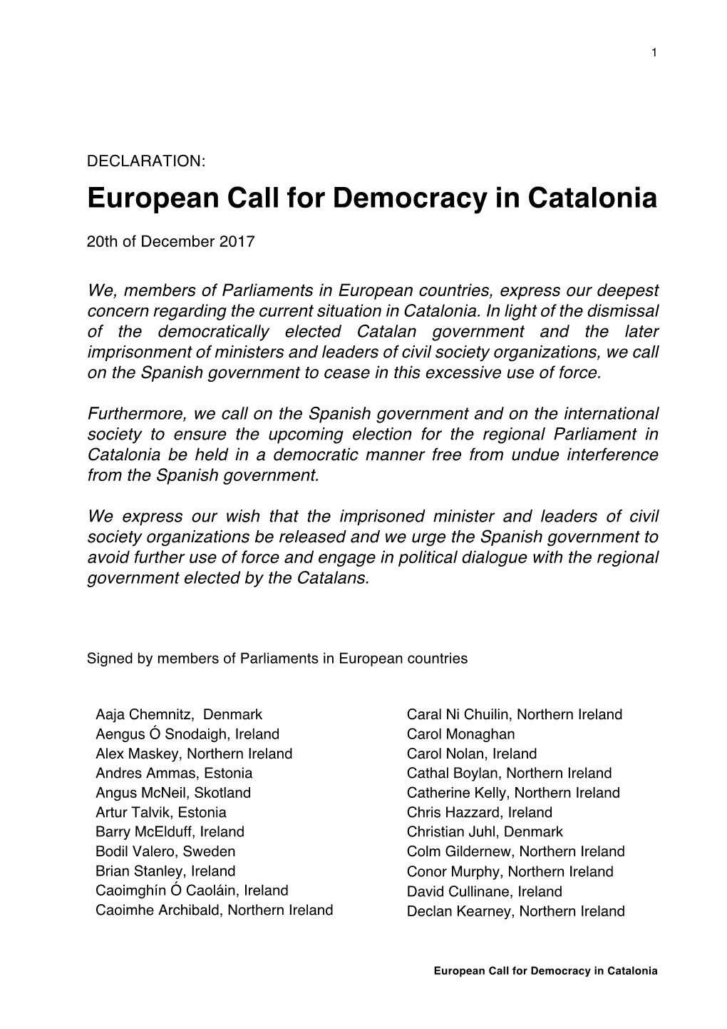 2Declaration European Call for Democracy In