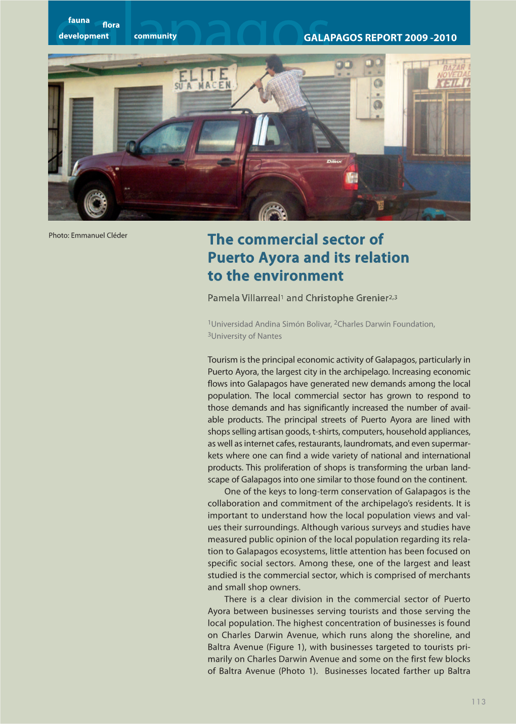 The Commercial Sector of Puerto Ayora and Its Relation to the Environment