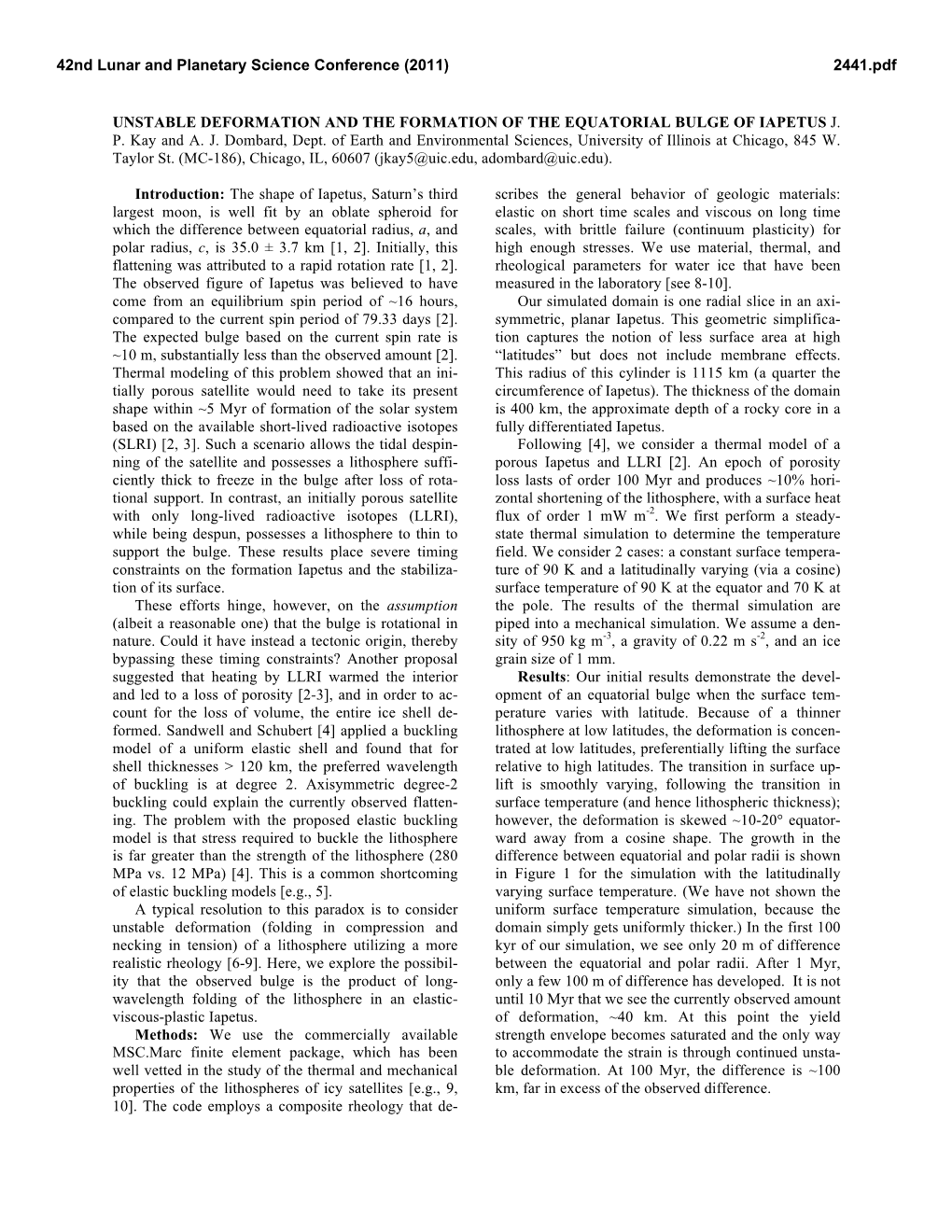 Unstable Deformation and the Formation of the Equatorial Bulge of Iapetus J