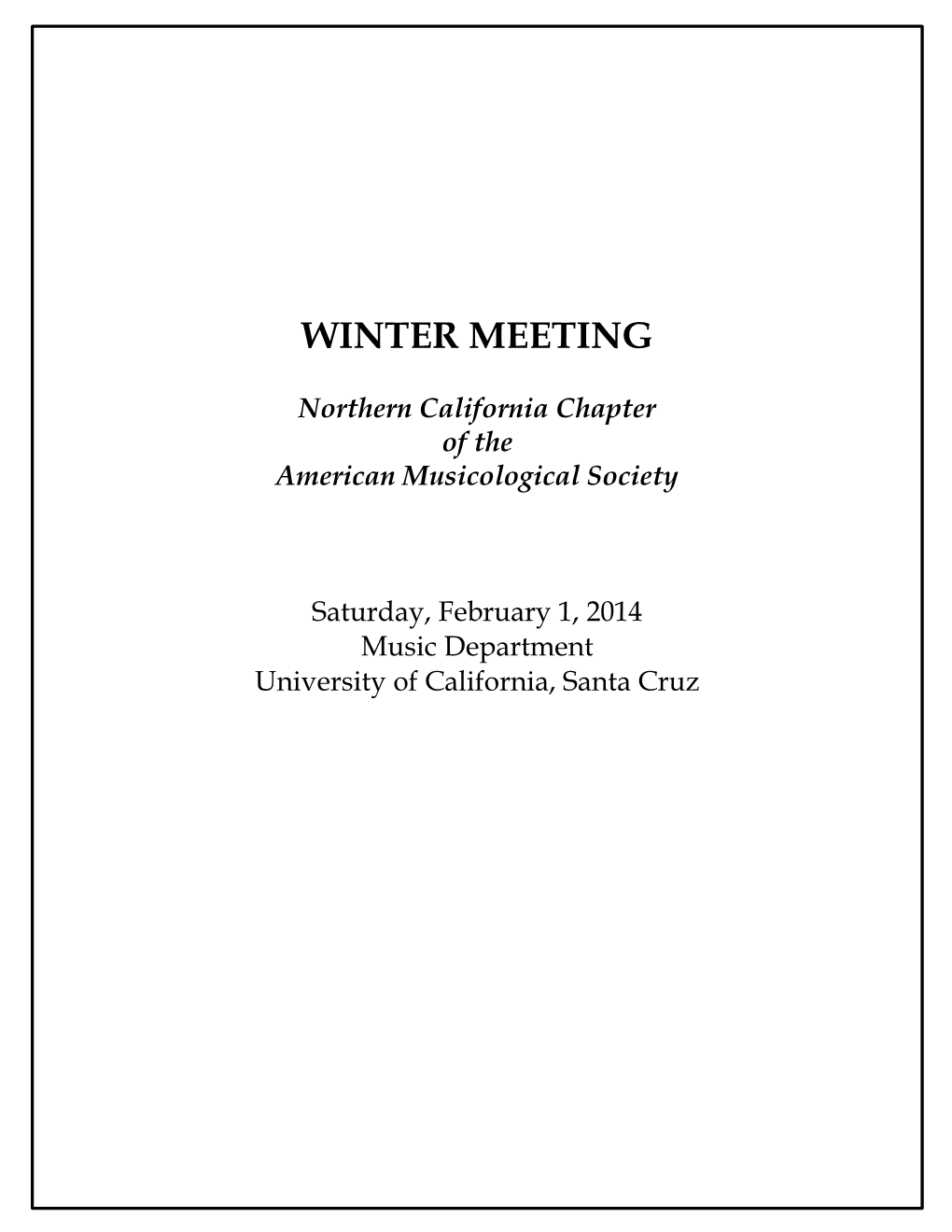 Norcal Chapter Winter Meeting 2014