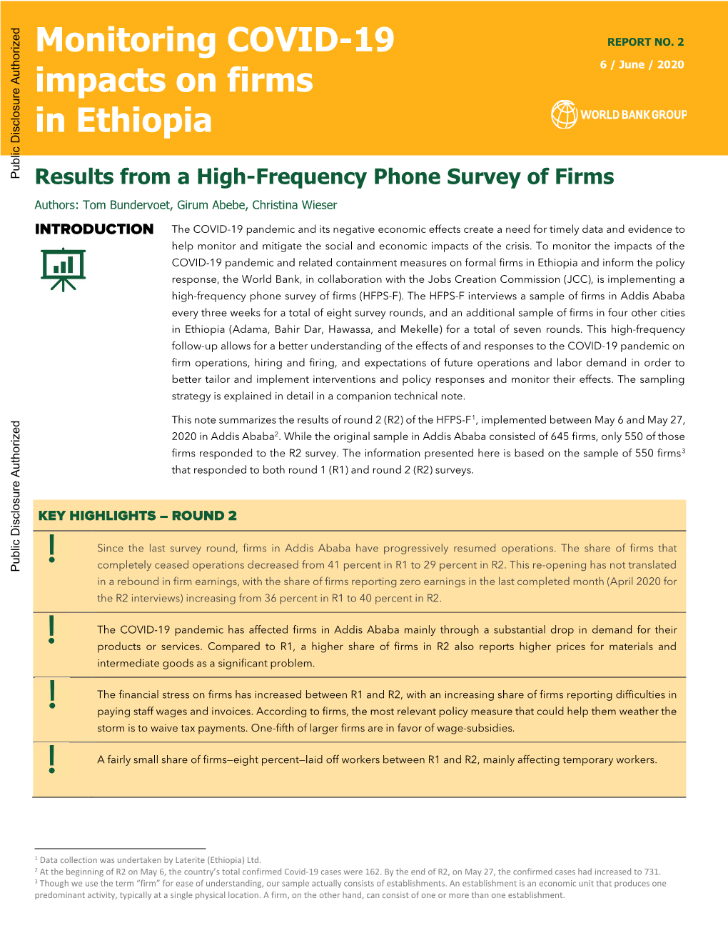 Monitoring Covid-19 Impacts on Firms in Ethiopia