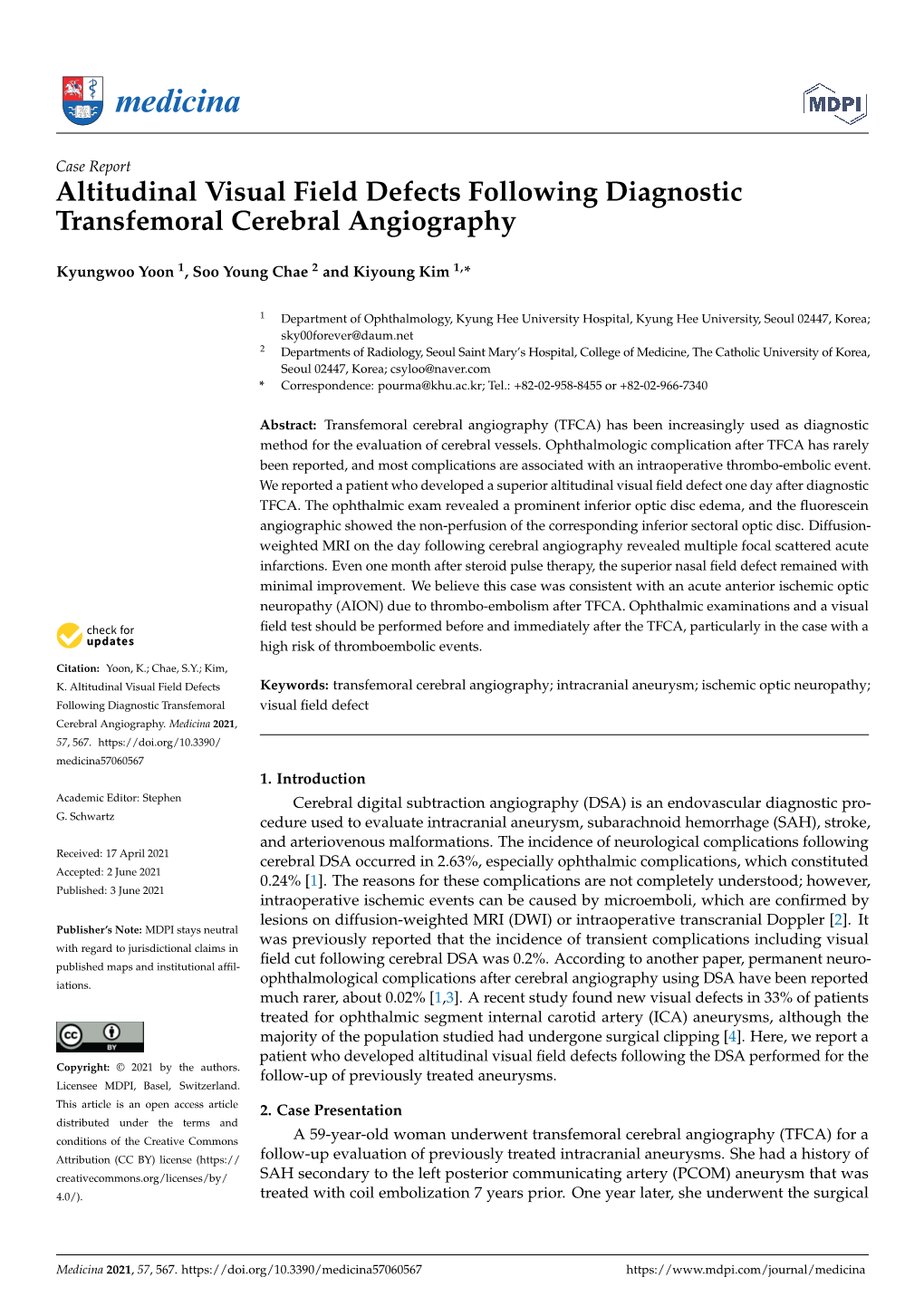 Altitudinal Visual Field Defects Following Diagnostic Transfemoral Cerebral Angiography