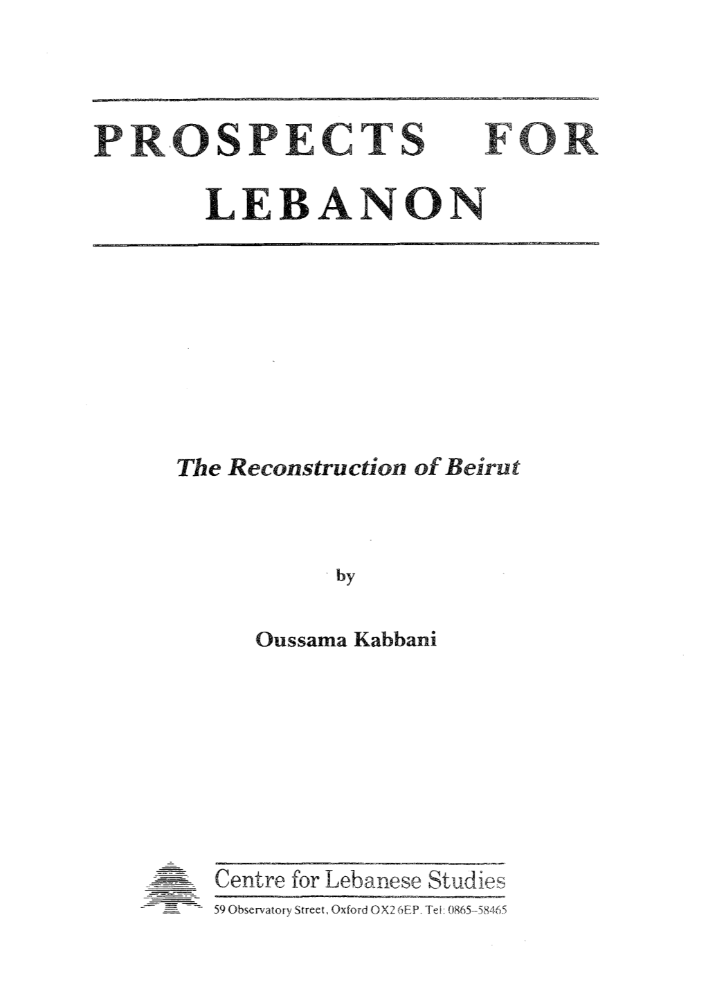 The Reconstruction of Beirut