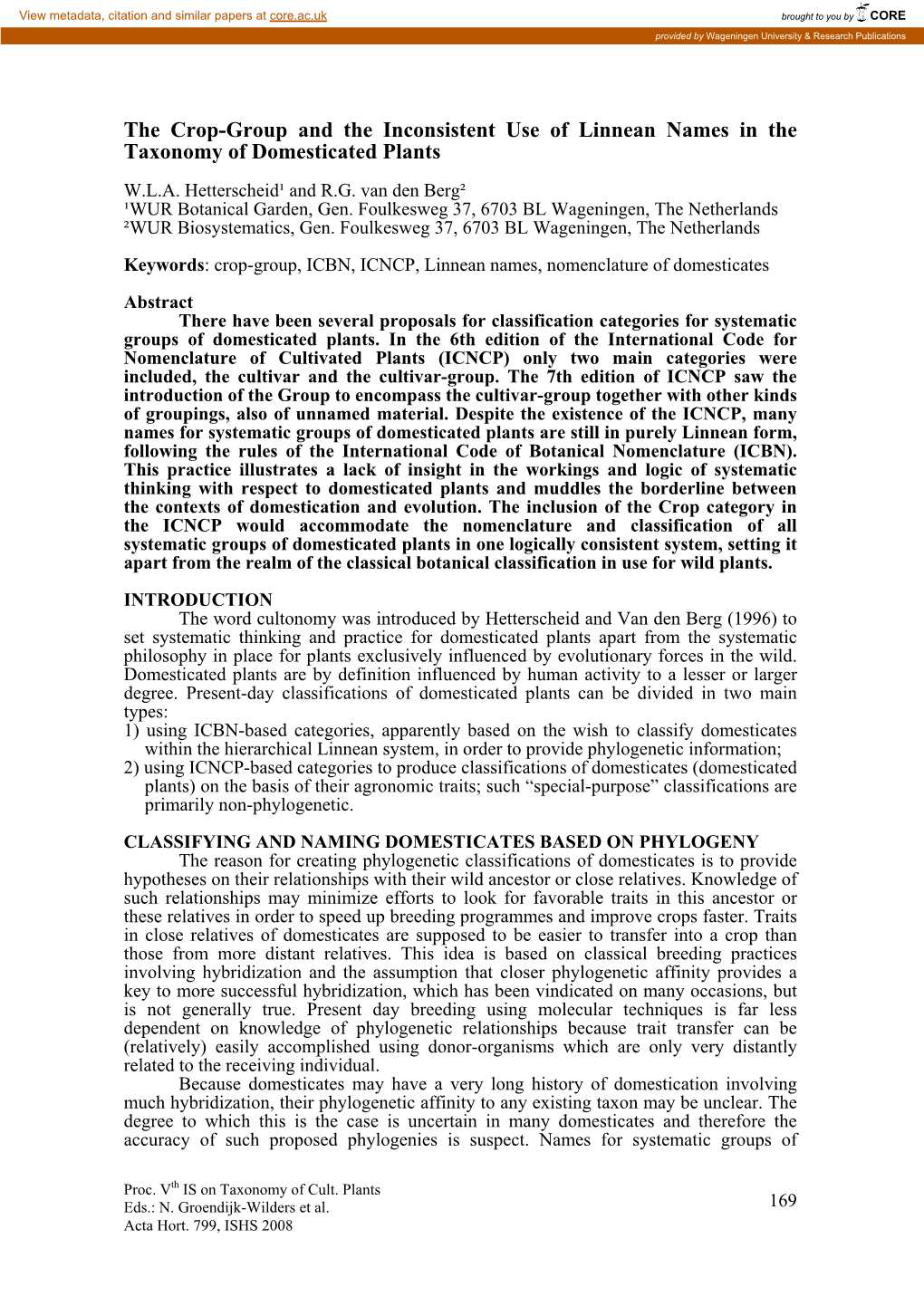 The Units of Cultivated Plant Classification