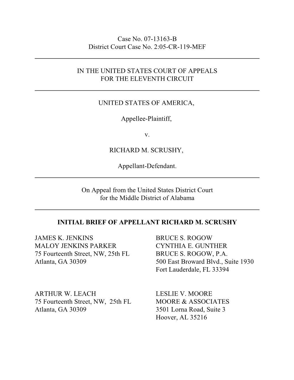 Case No. 07-13163-B District Court Case No. 2:05-CR-119-MEF IN