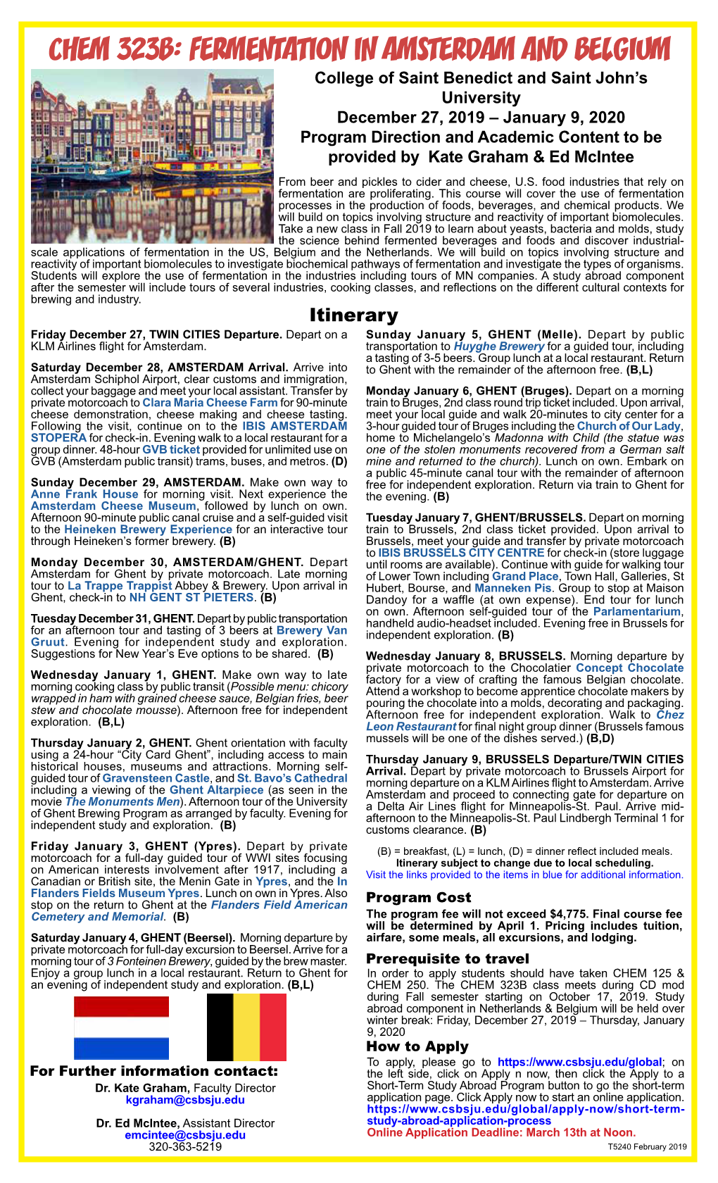 Chem 323B: Fermentation in Amsterdam and Belgium