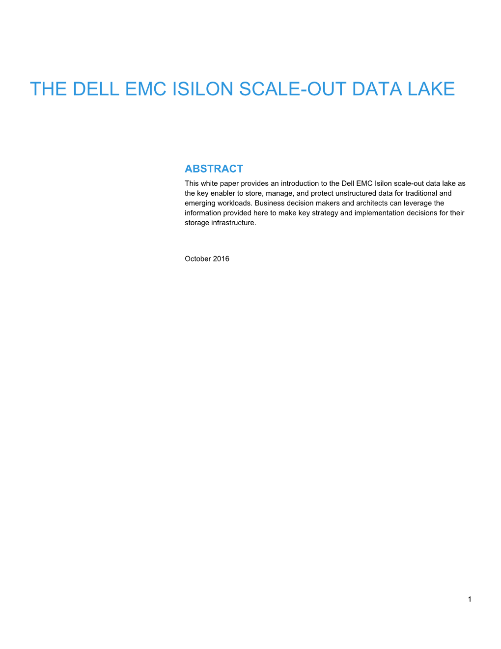 The Dell Emc Isilon Scale-Out Data Lake