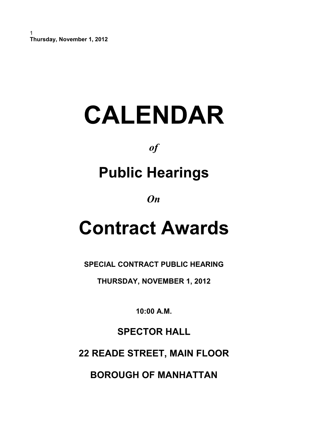 Special Contract Public Hearing