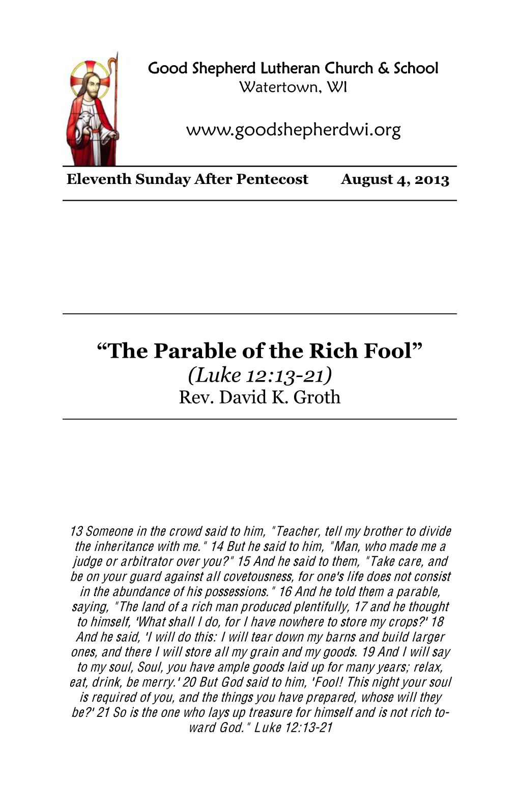 The Parable of the Rich Fool