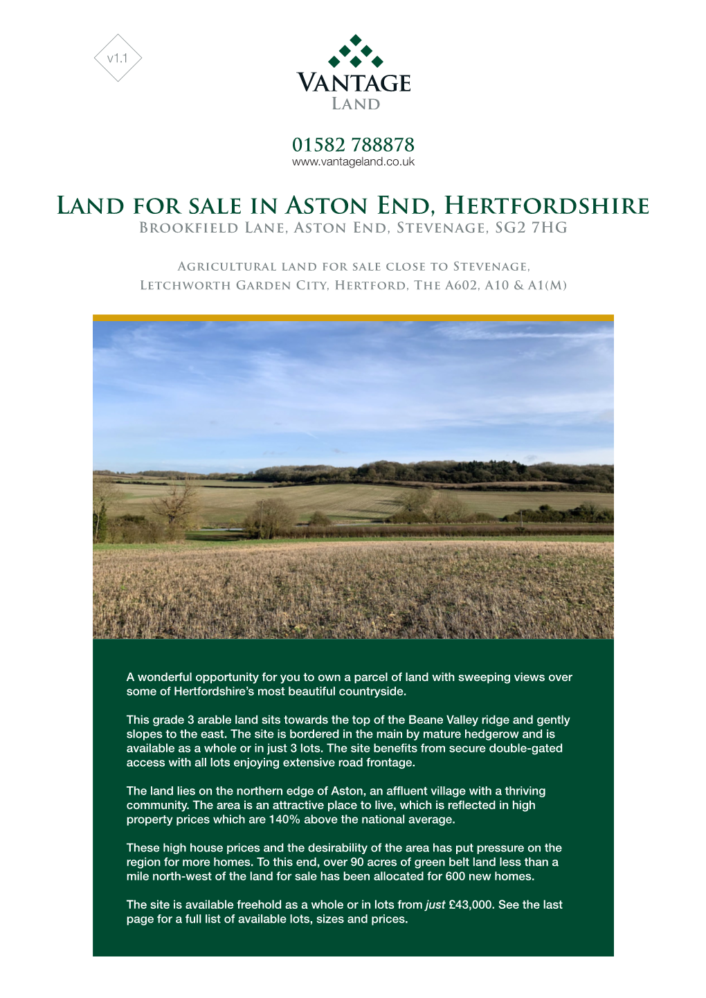 Land for Sale in Aston End, Hertfordshire Brookfield Lane, Aston End, Stevenage, SG2 7HG