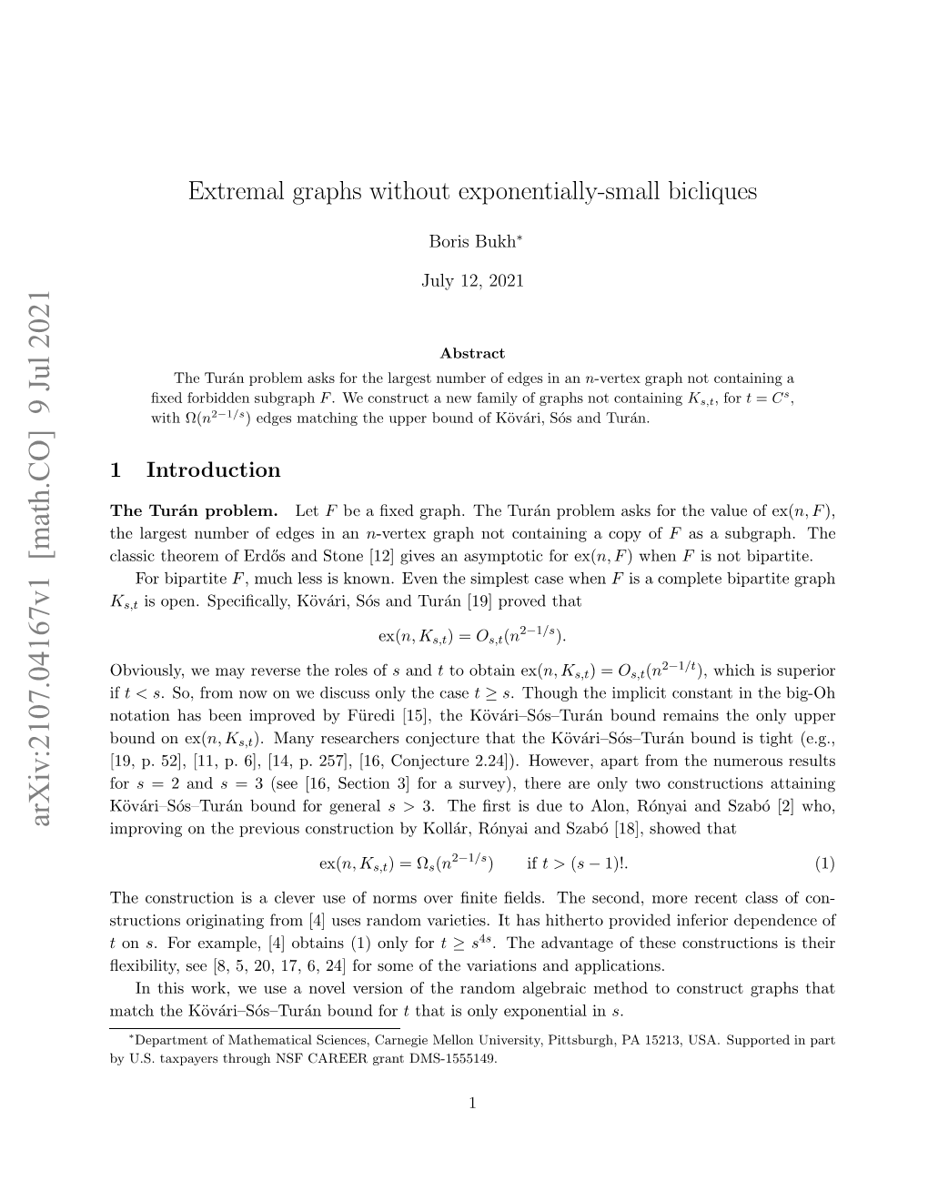 Arxiv:2107.04167V1 [Math.CO]