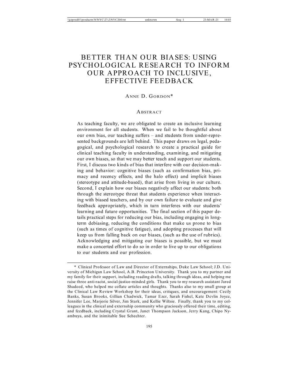 Better Than Our Biases: Using Psychological Research to Inform Our Approach to Inclusive, Effective Feedback