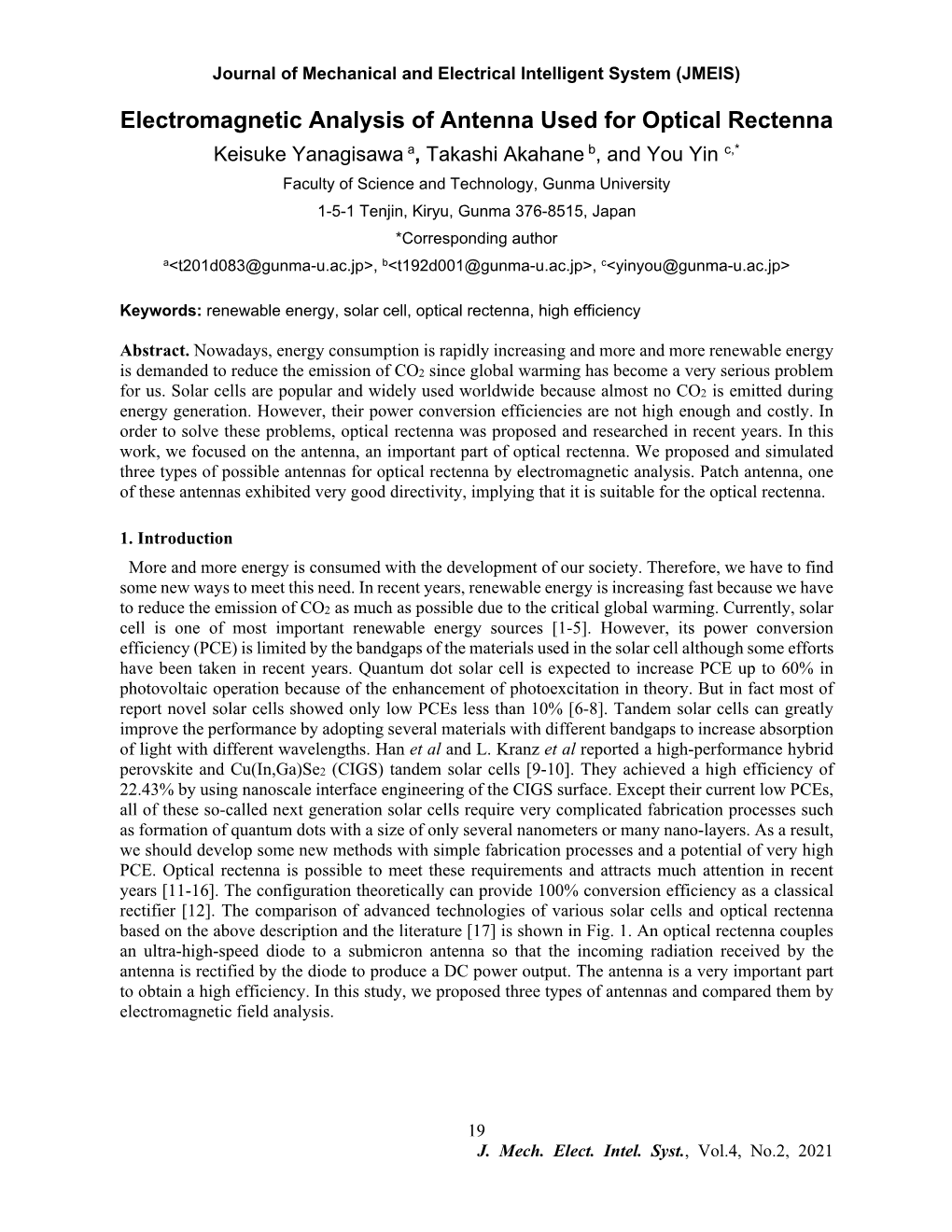 Electromagnetic Analysis of Antenna Used for Optical Rectenna