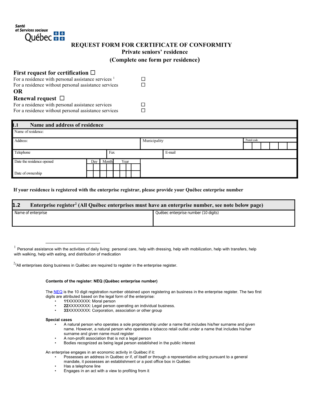 Formulaire De Demande De Renouvellement D Un Certificat De Conformité