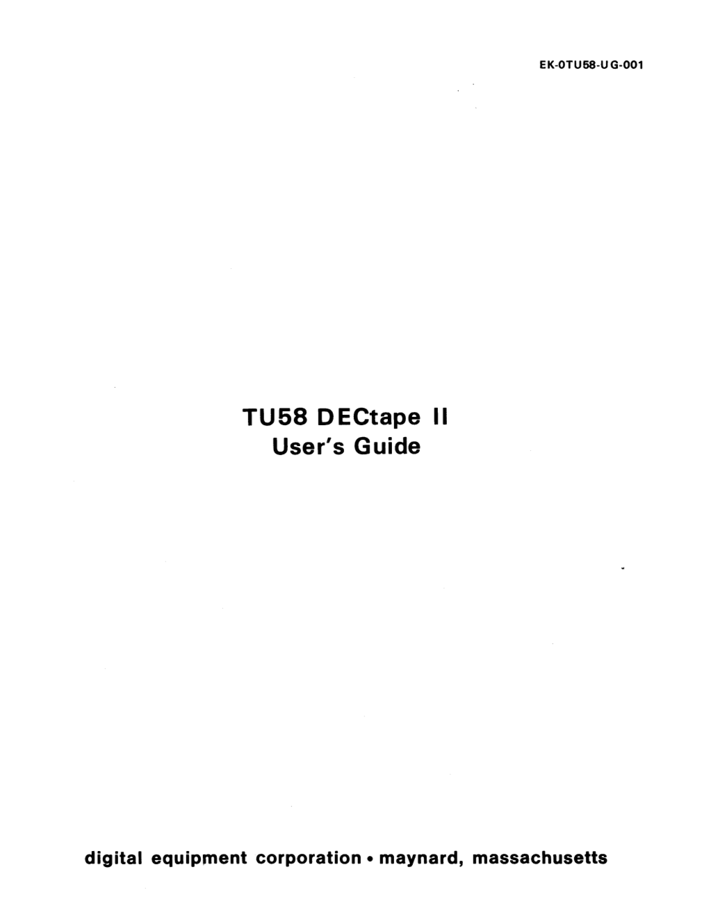 TU58 Dectape II User's Guide