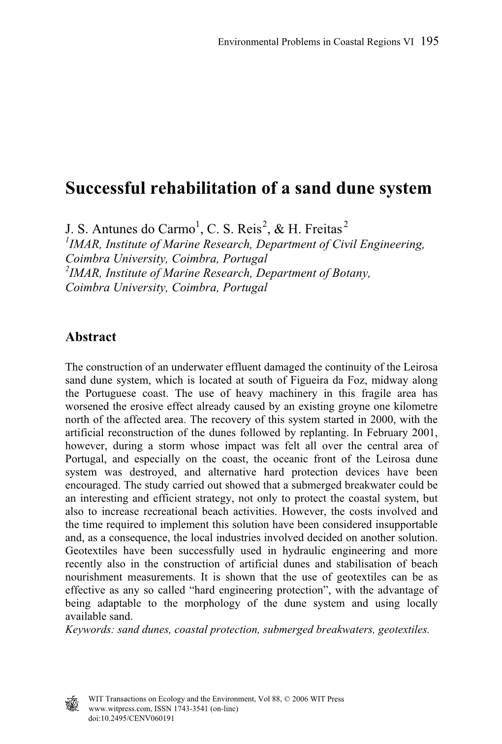 Successful Rehabilitation of a Sand Dune System