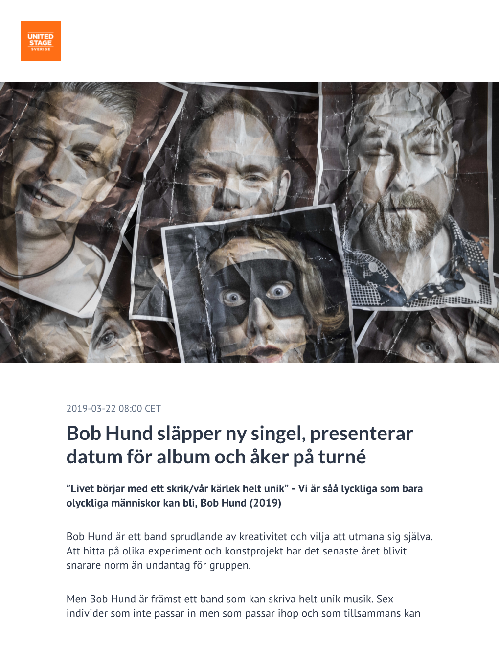 Bob Hund Släpper Ny Singel, Presenterar Datum För Album Och Åker På Turné