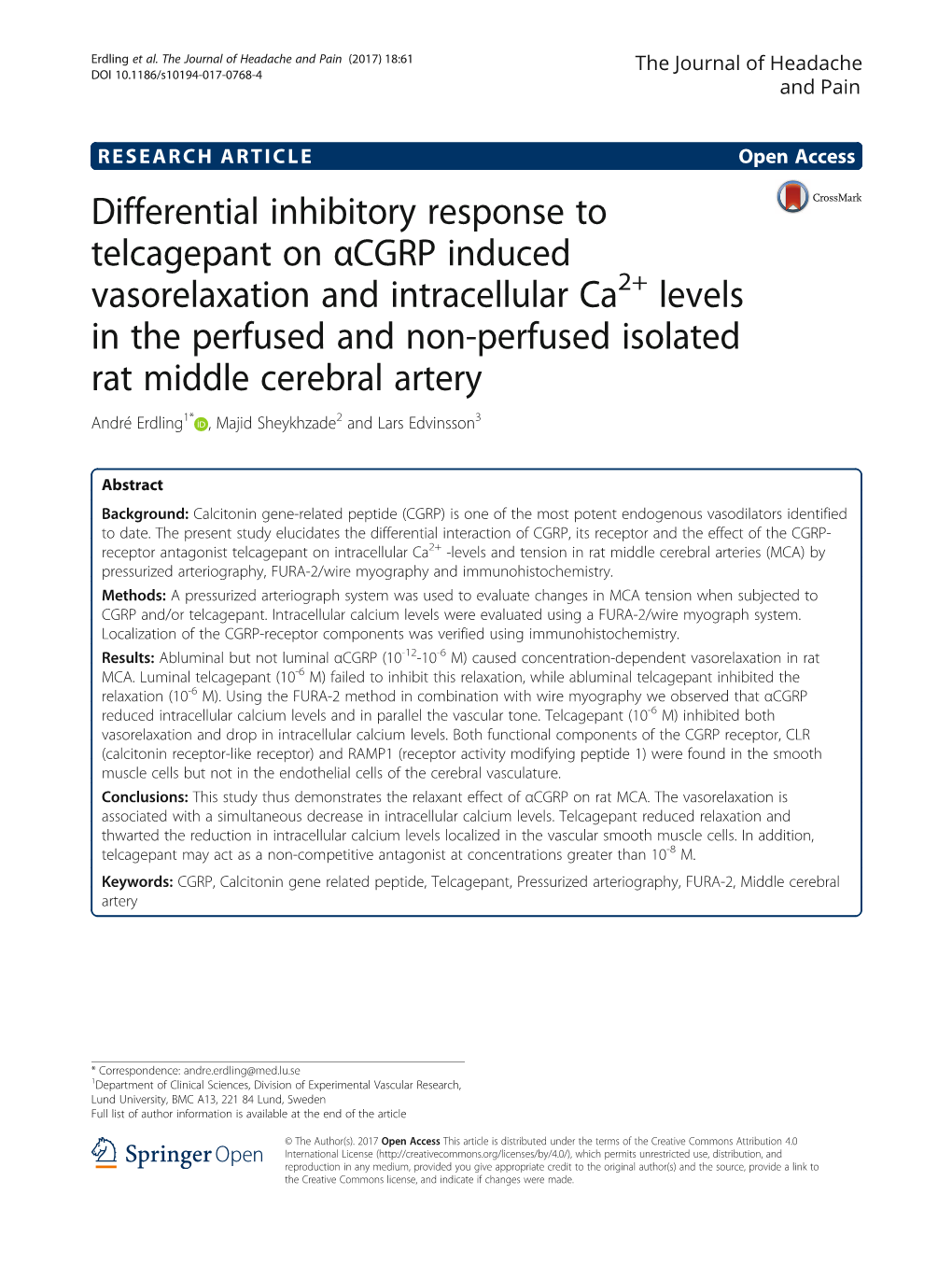 Differential Inhibitory Response to Telcagepant on Αcgrp Induced