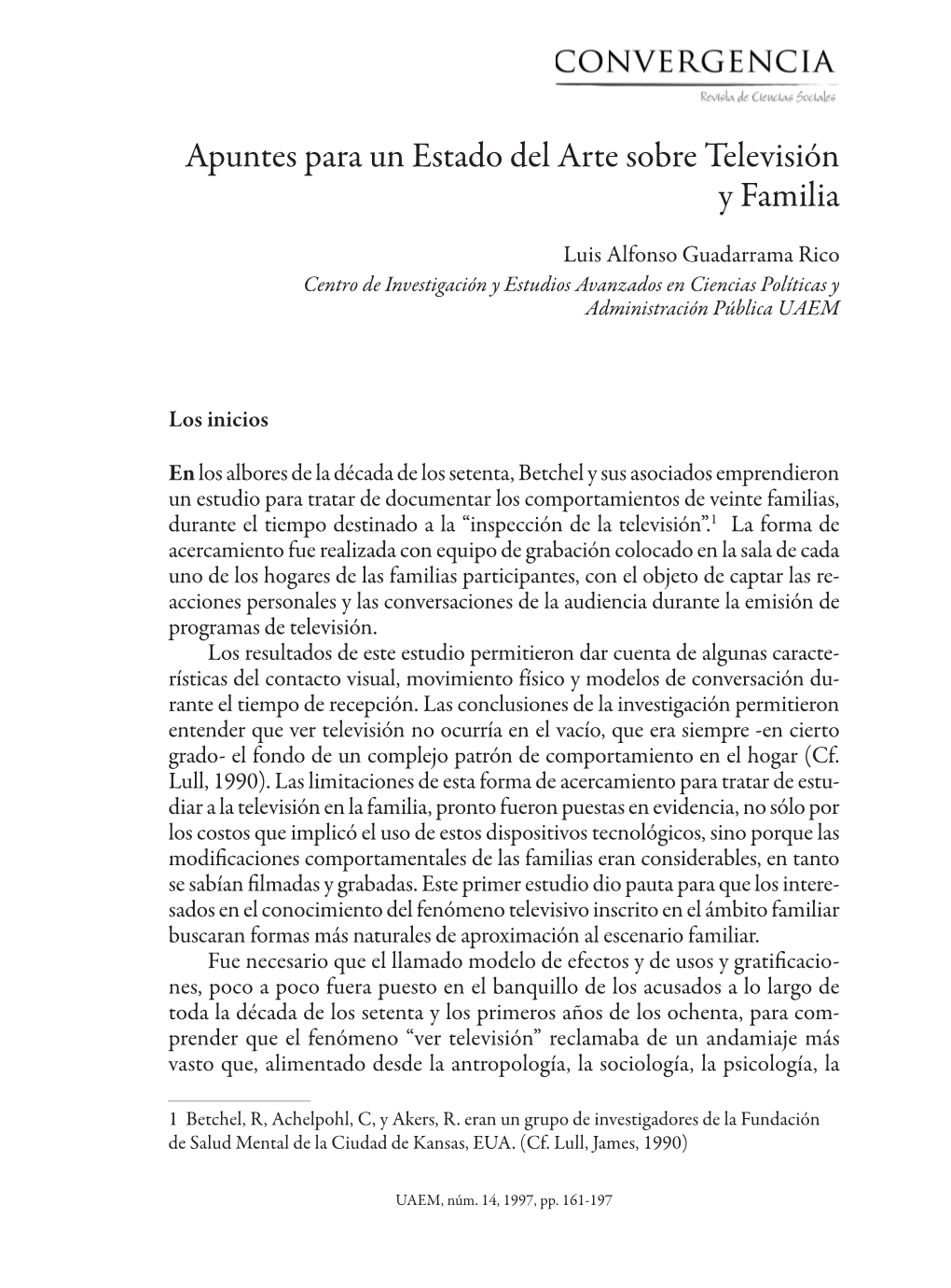 Apuntes Para Un Estado Del Arte Sobre Televisión Y Familia