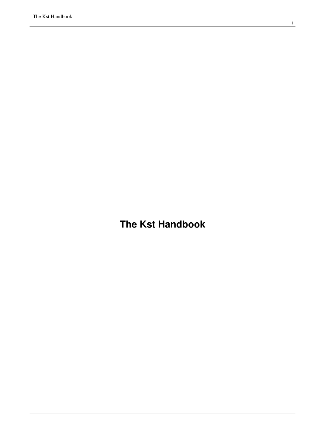 The Kst Handbook I