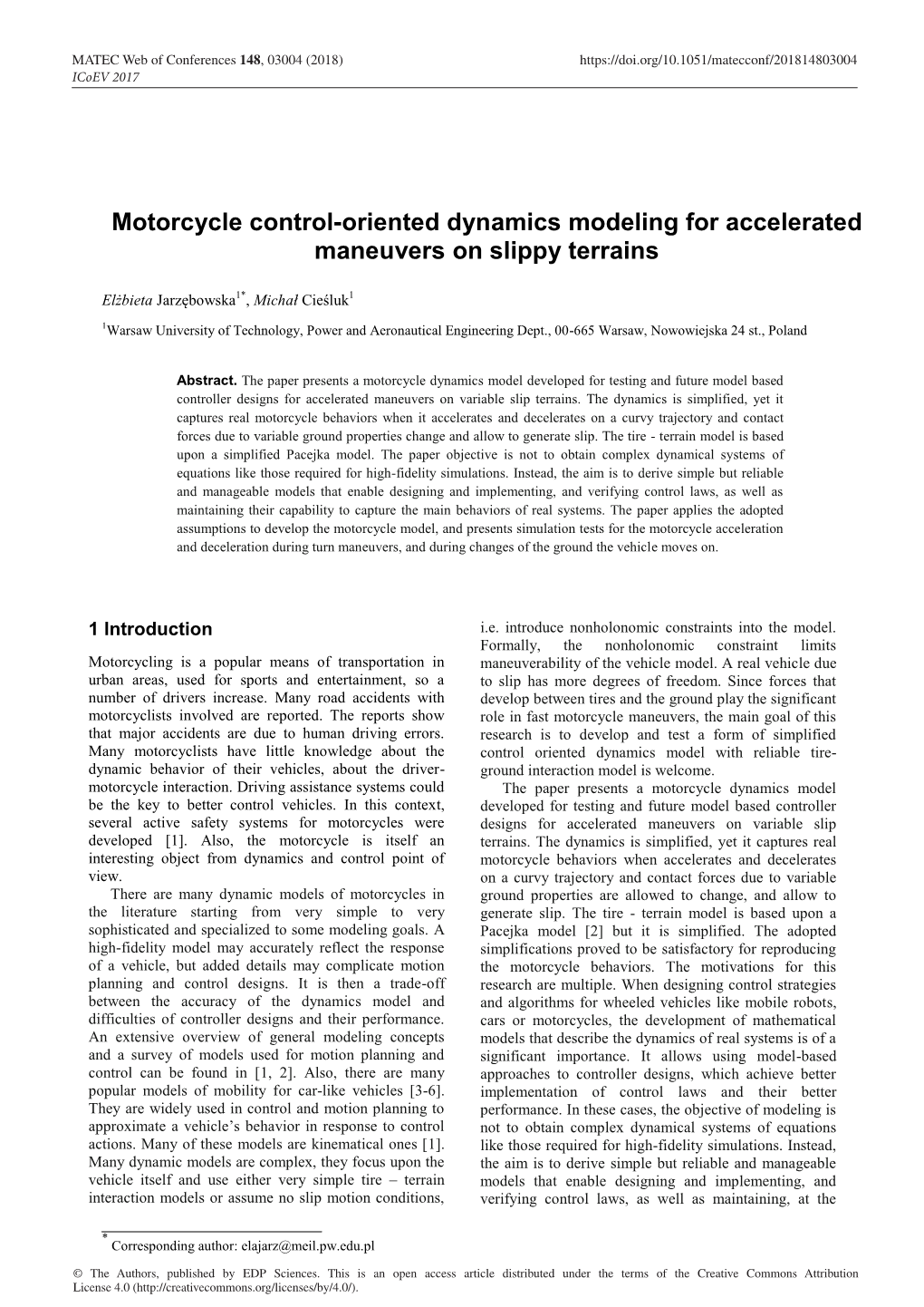 Motorcycle Control-Oriented Dynamics Modeling for Accelerated Maneuvers on Slippy Terrains