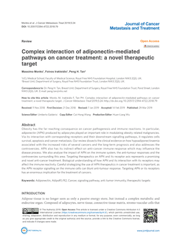 Complex Interaction of Adiponectin-Mediated Pathways on Cancer Treatment: a Novel Therapeutic Target