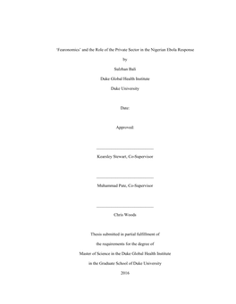 'Fearonomics' and the Role of the Private Sector in the Nigerian Ebola