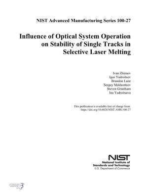 Influence of Optical System Operation on Stability of Single Tracks in Selective Laser Melting