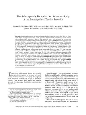 The Subscapularis Footprint: an Anatomic Study of the Subscapularis Tendon Insertion