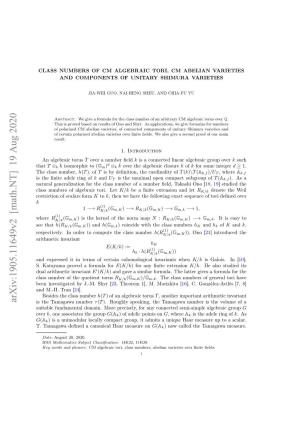 Class Numbers of CM Algebraic Tori, CM Abelian Varieties and Components of Unitary Shimura Varieties