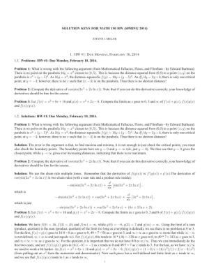 Solution Keys for Math 150 Hw (Spring 2014)