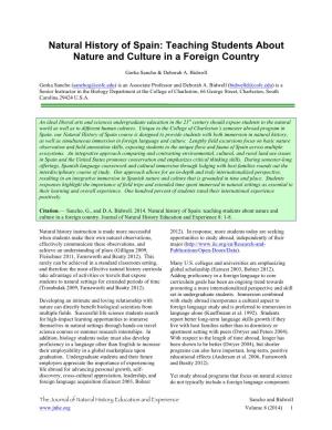 Natural History of Spain: Teaching Students About Nature and Culture in a Foreign Country