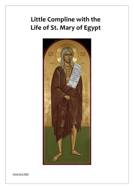 Little Compline with the Life of St. Mary of Egypt