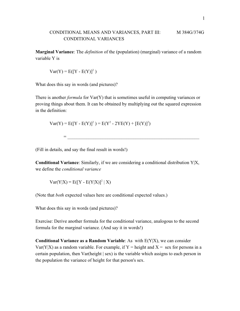 Conditional Means and Variances, Part 3